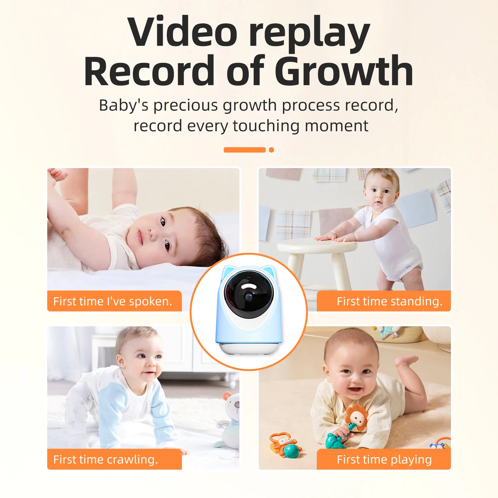 3MP Smart  Camera with Night Vision Temperature  Detection Lullaby Playback Feature Smart Baby Monitor Camera