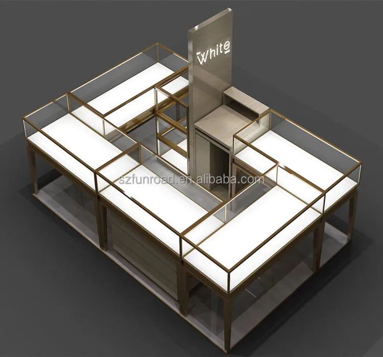 Luxury Shopping Mall Jewelry display kiosk Design / Jewelry Showcase Display for retail store