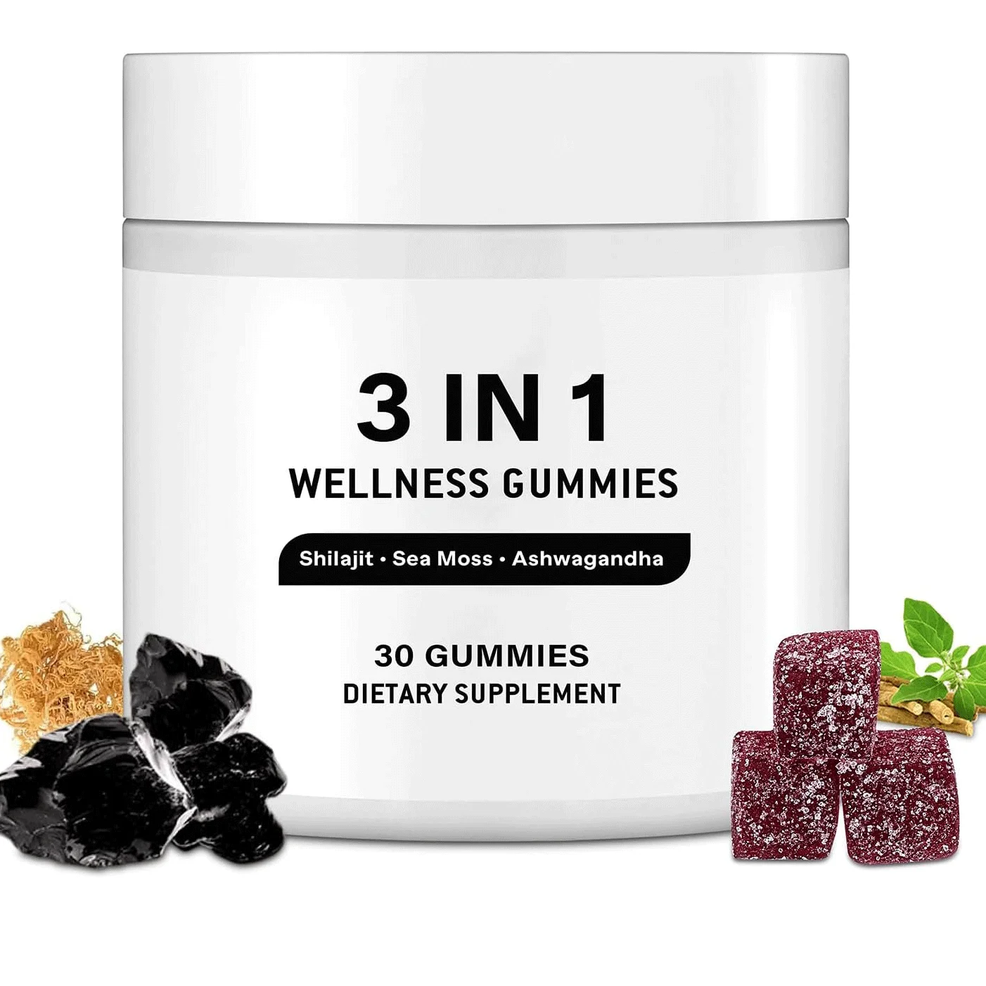 Biochealth Custom 3 in 1 Shilajit Gummies for Men, 3-in-1 Wellness Gummies with Shilajit, Sea Moss and Ashwagandha for Energy