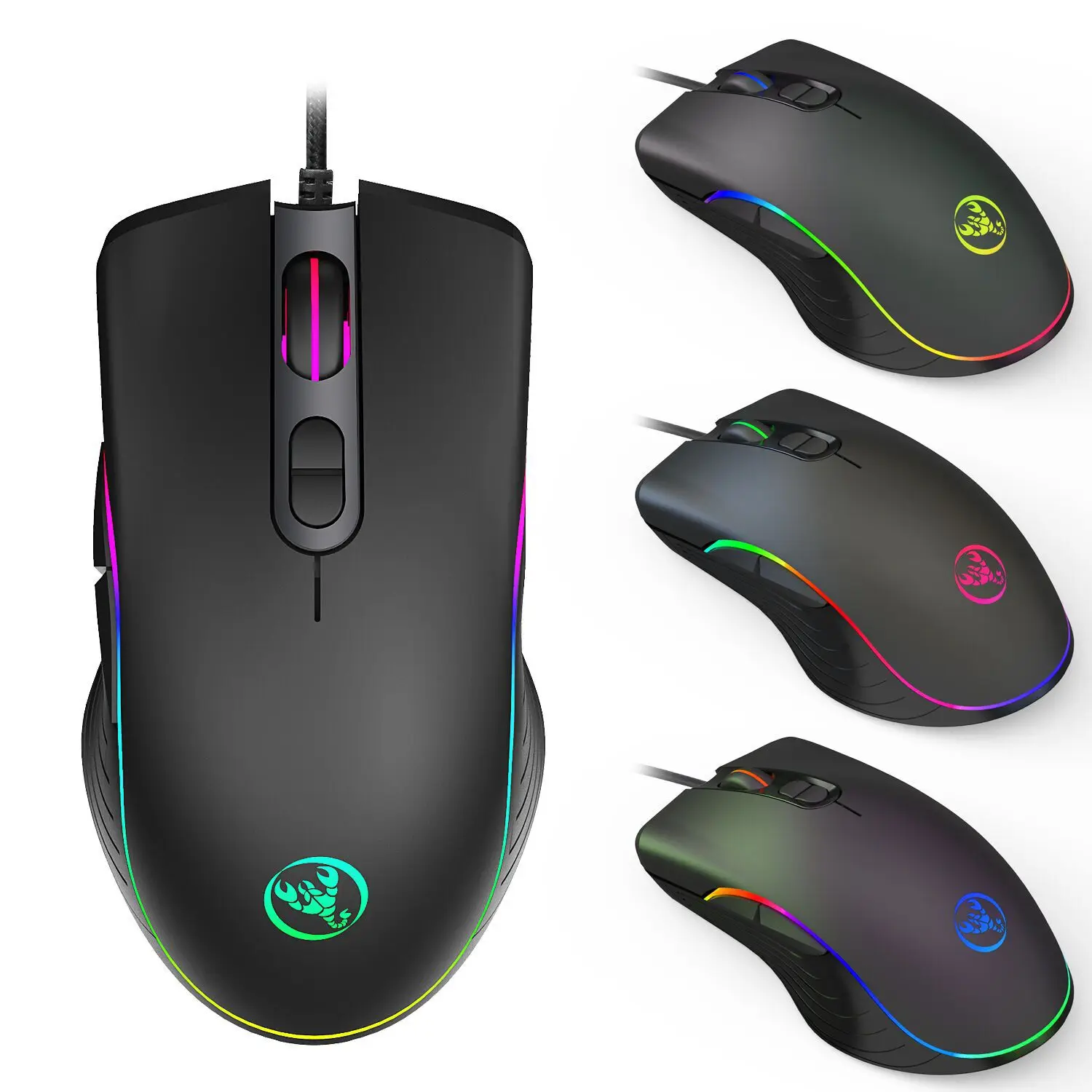 2022 Dropshipping Four-speed Adjustable 6400dpi Macro A867 RGB Luminous Gaming Mouse Electric Competition Wired Mouse