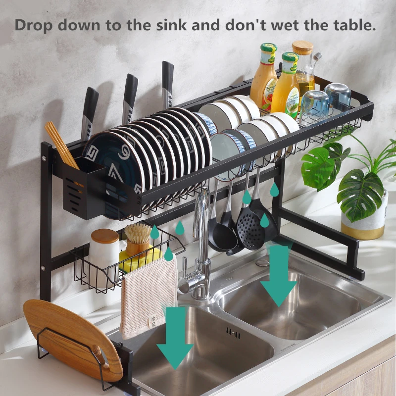 Over The Sink Dish Drying Rack 2-tier Adjustable Stainless Steel Dish ...