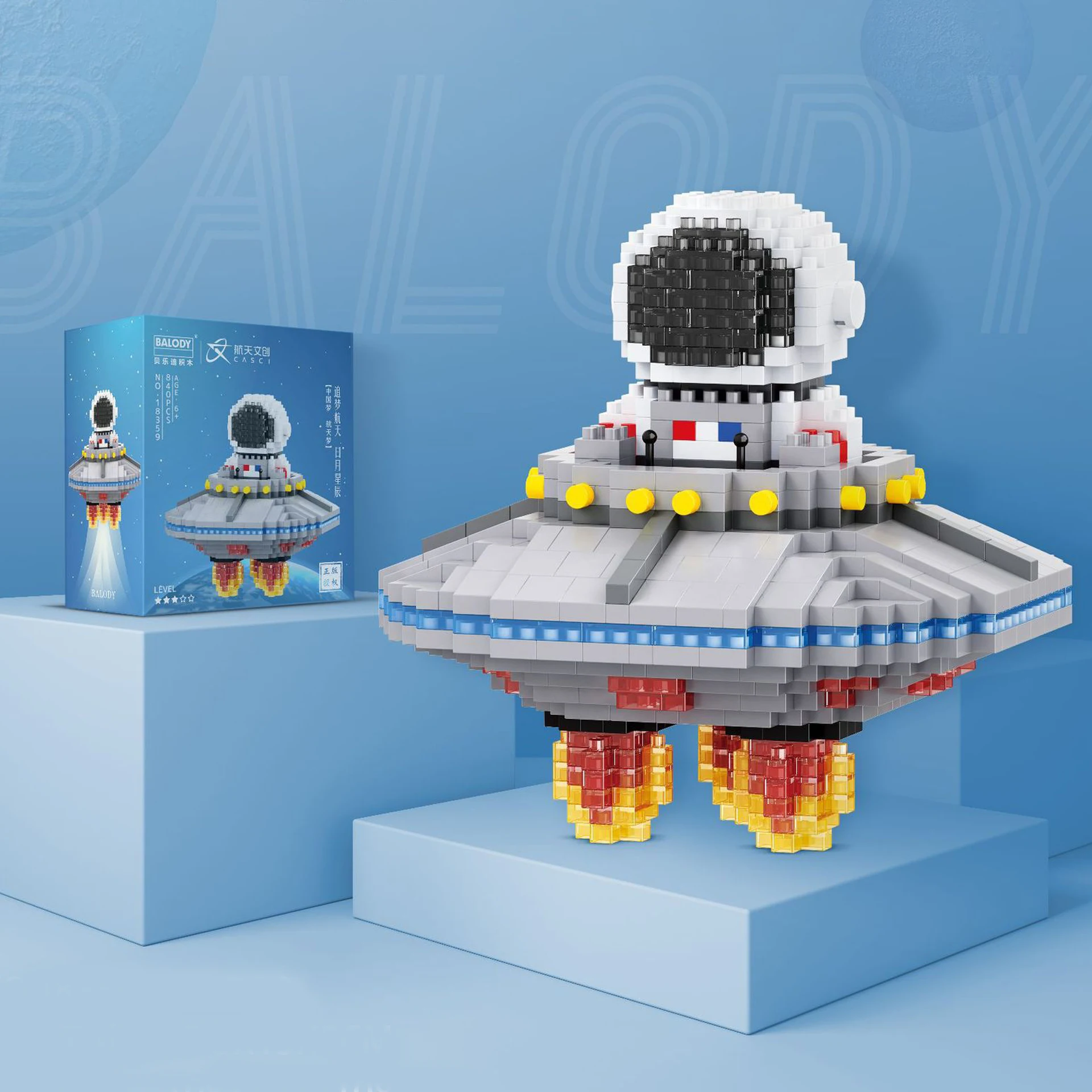 Micro Diamond Building Blocks Moon Satellite Planet Spaceman Construction Educational Bricks Toys for Kids Astronaut