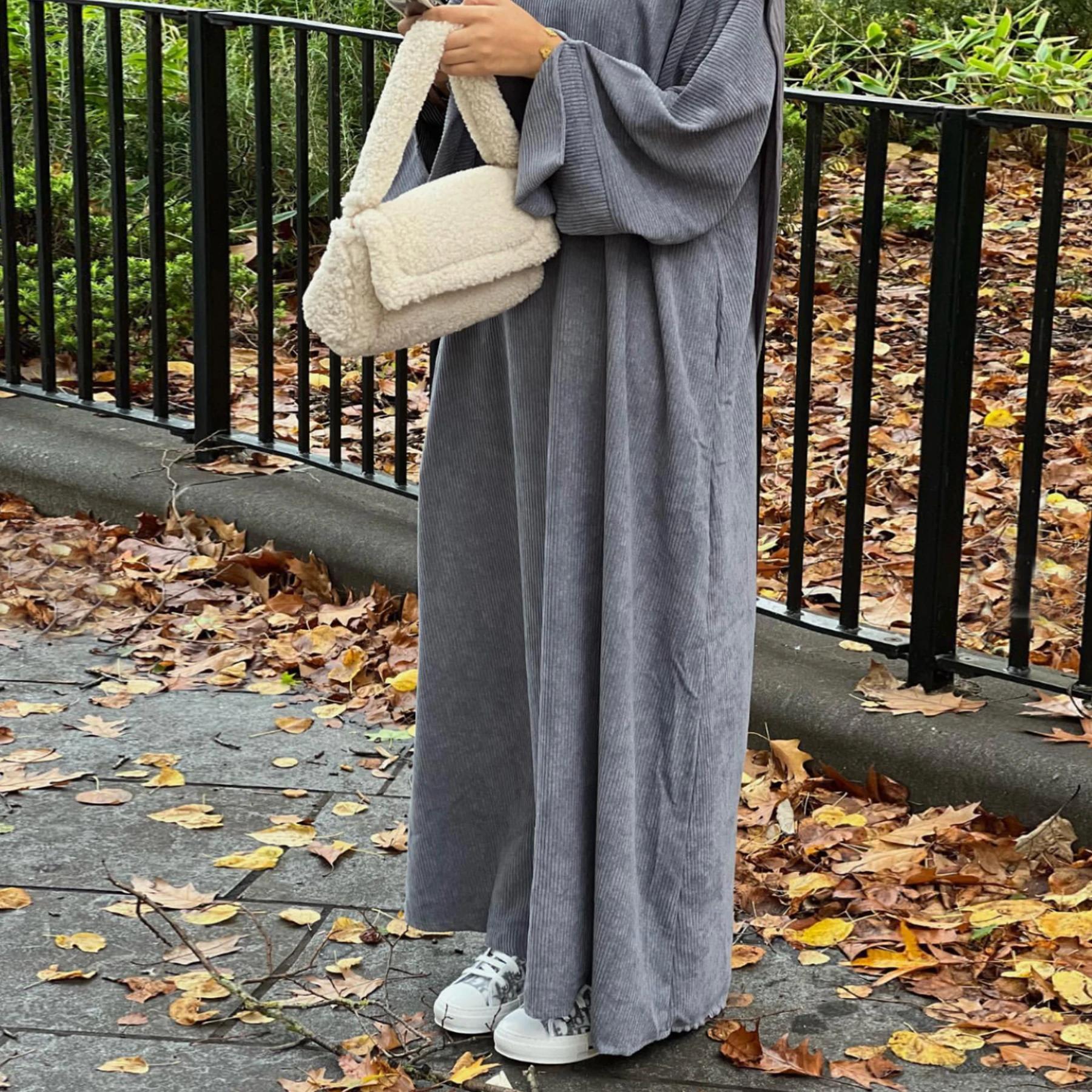Modest Women Fall Winter Plain Dress Long Sleeves Comfort