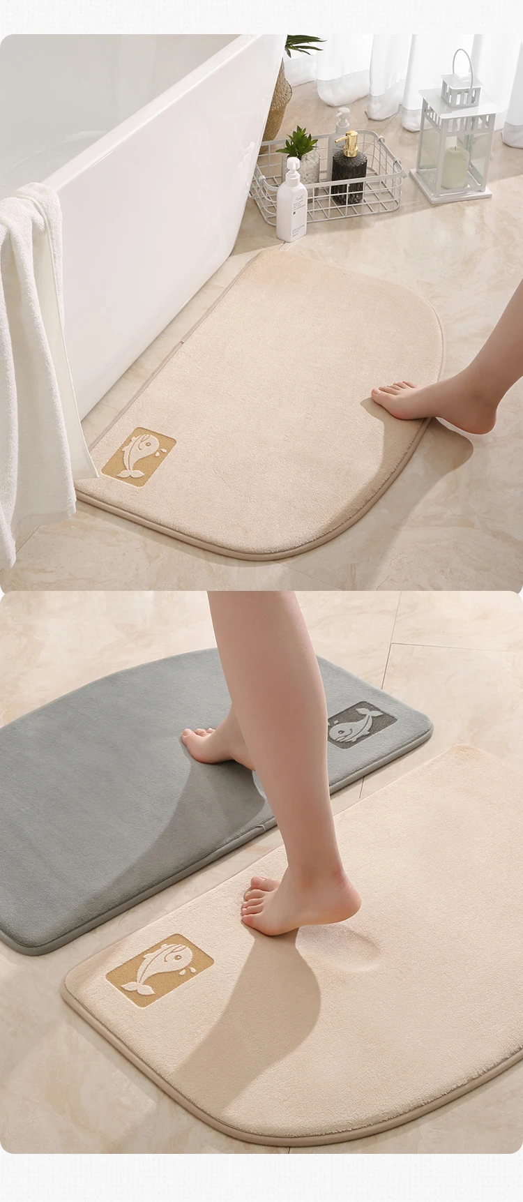 50*80cm Non-Slip Memory Foam Super Water Absorption Cute D Shape Anti-Slip And Dirt-Resistant Rug Bath Mat details