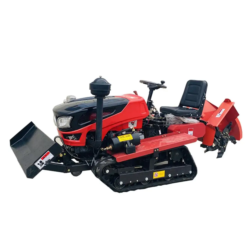 Small Crawler Tractor With Cultivator and Bulldozer for Paddy Field