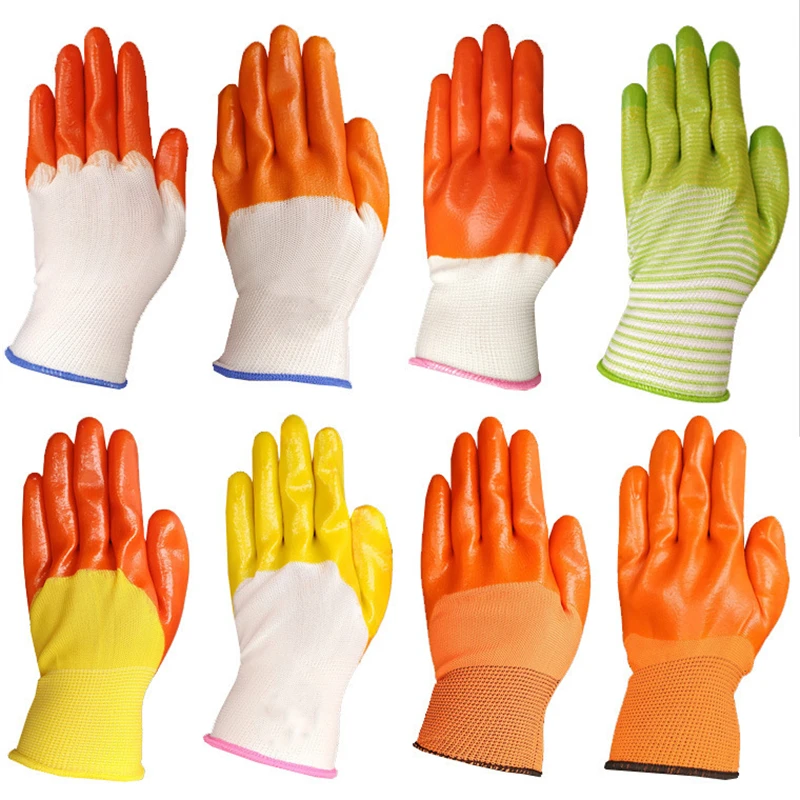 High Quality Customize Cotton Cloth PVC Rubber Dipped Safety Mittens Gardening  Safety Gloves for Garden Work
