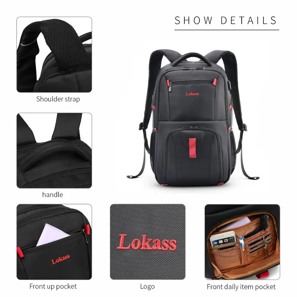  LOKASS Mochila de viaje para portátil de 17 pulgadas