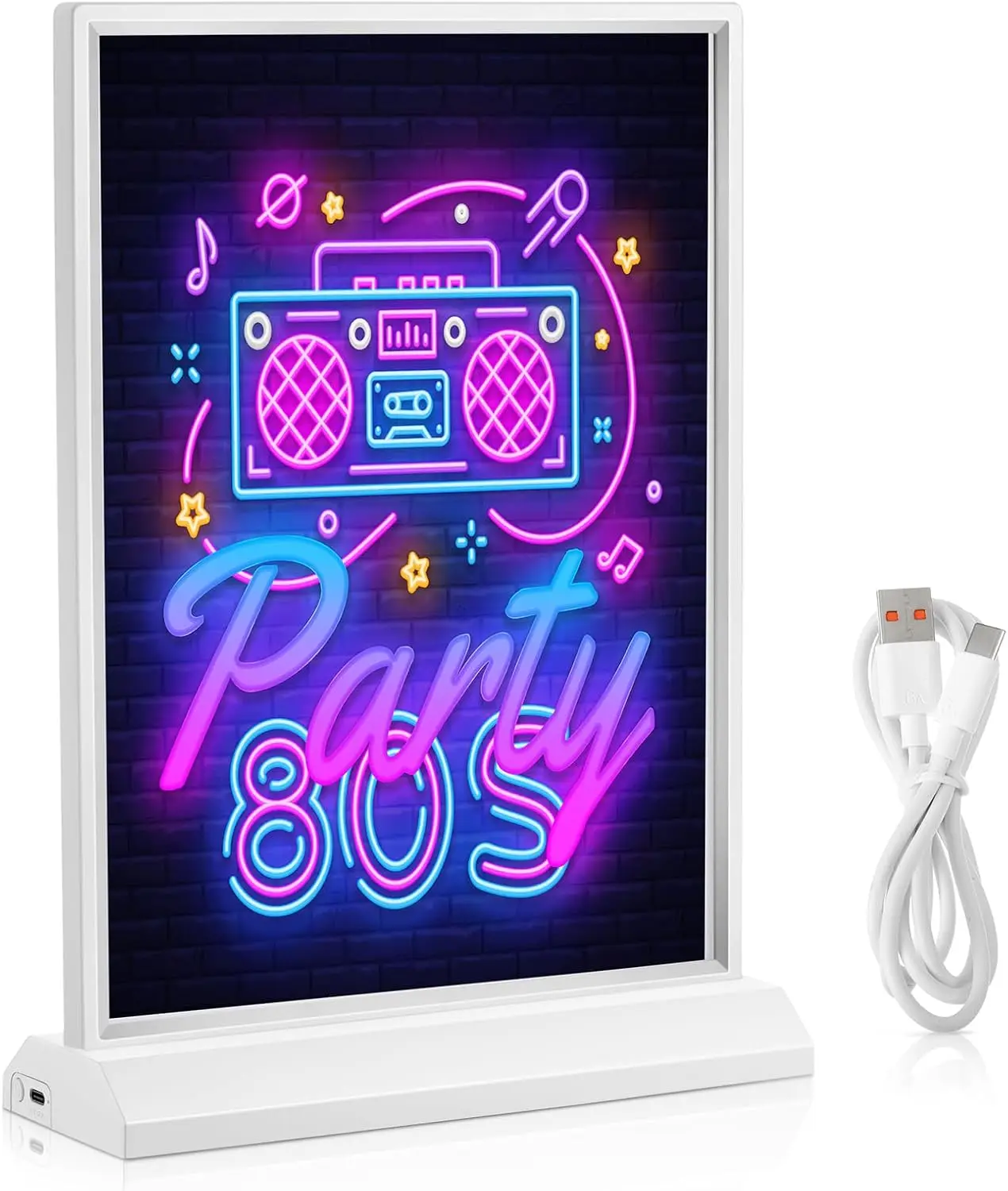 Panneau d'affichage numérique de format A4 avec support en verre réglable pour table, boîtier lumineux à luminosité ajustable pour restaurant, magasin, entreprise, bureau