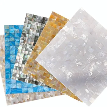 Modern Mother Pearl Mosaic Tile Wall Sticker Shell Mosaic Tile Background for Bathroom Outdoor Kitchen for Staircase