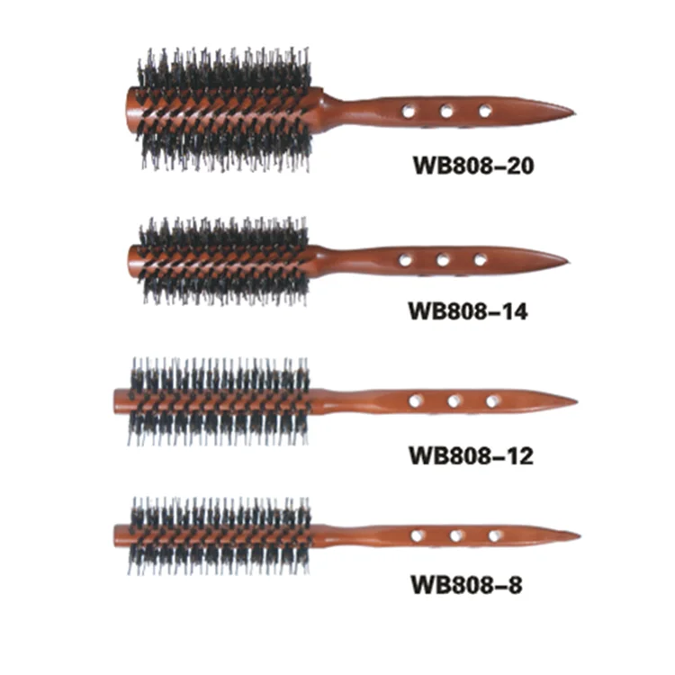 
Оптовая продажа, деревянная Заводская Профессиональная круглая щетка для волос с ручкой из Кабановой щетины 