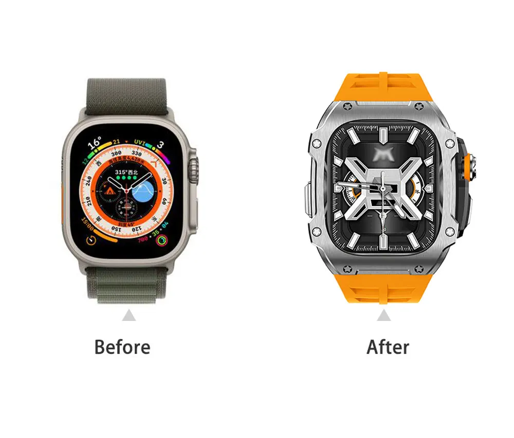 product laudtec luxury carbon fiber titanium smart watch band for watch compatible skeleton bottom cover design highly sensitive watch-4