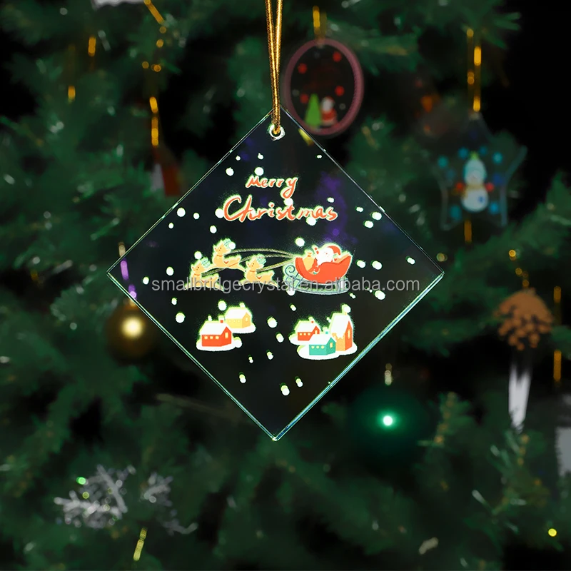 Xmas Tree Decoration Crystal Pendants Shinning Crystals personalized Glass Pendant factory