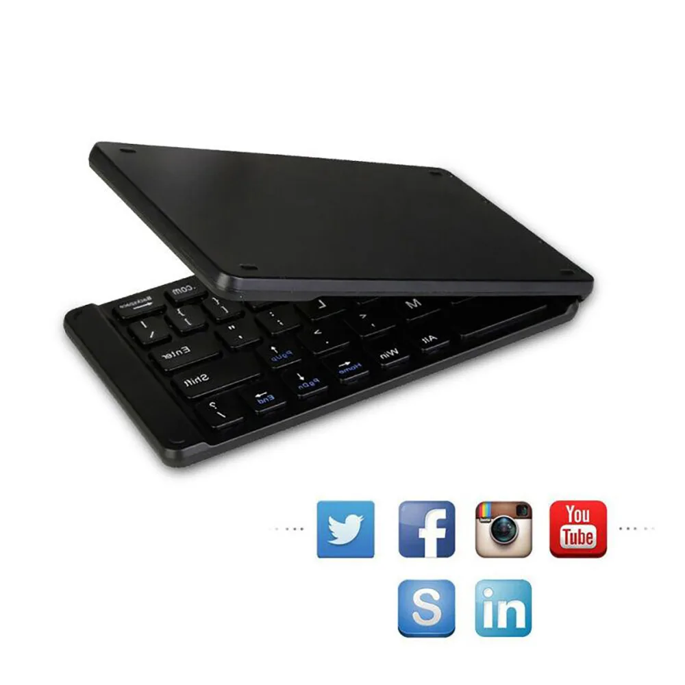 Mini Wireless  Foldable Keyboard Portable Folding Keyboard for Pad Tablet SmartPhone Slient Click Small Foldable Keyboard