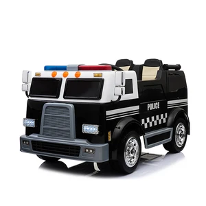 Police Truck Ride-on Toy for Kids 12V Battery Powered Plastic Car for Ages 2 to 4 Years