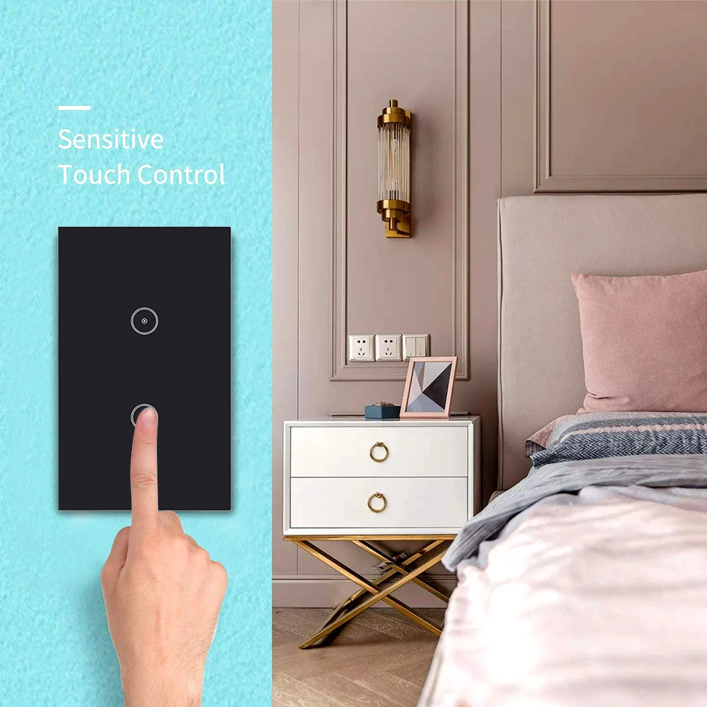 2022 Touch Wall Switch With Us Standard 1 Gang 2 Gang 3 Gang Wall Switch Tuya Smart Home Wall