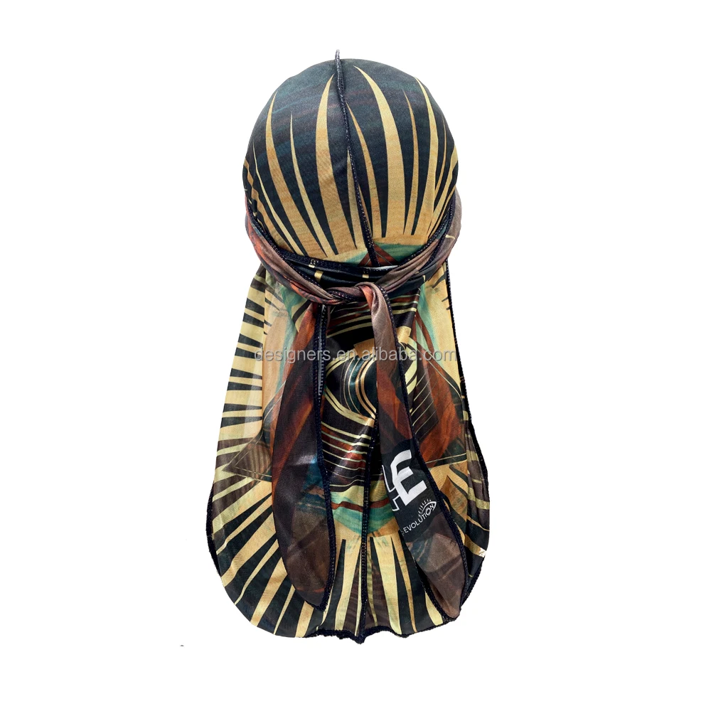 Customized Silk Satin Velvet Designer Silky for Men Women Shining Polyester Custom logo Turban Rag Anime Durag