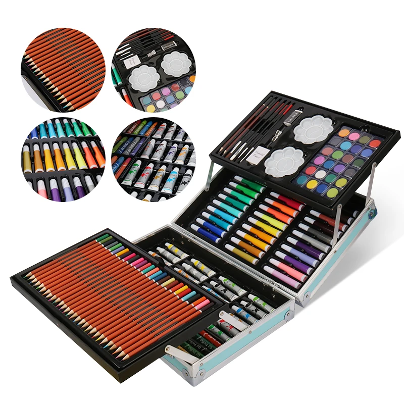 Kids painting set kids drawing art set exquisite aluminum box packaging for  oil painting for graffiti for sketching