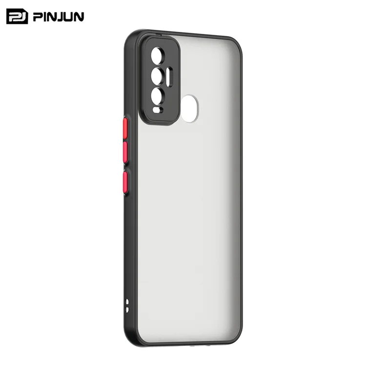 luxury Mixed Color Translucent Matte PC Hard soft tpu smoke case with colorful button For Tecno Camon 18i mobile phone cases