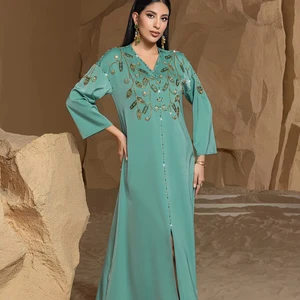 New Arabic Hand-Stitched Rhinestone Robes Saudi Arabia Dubai Wholesale Abaya Dresses