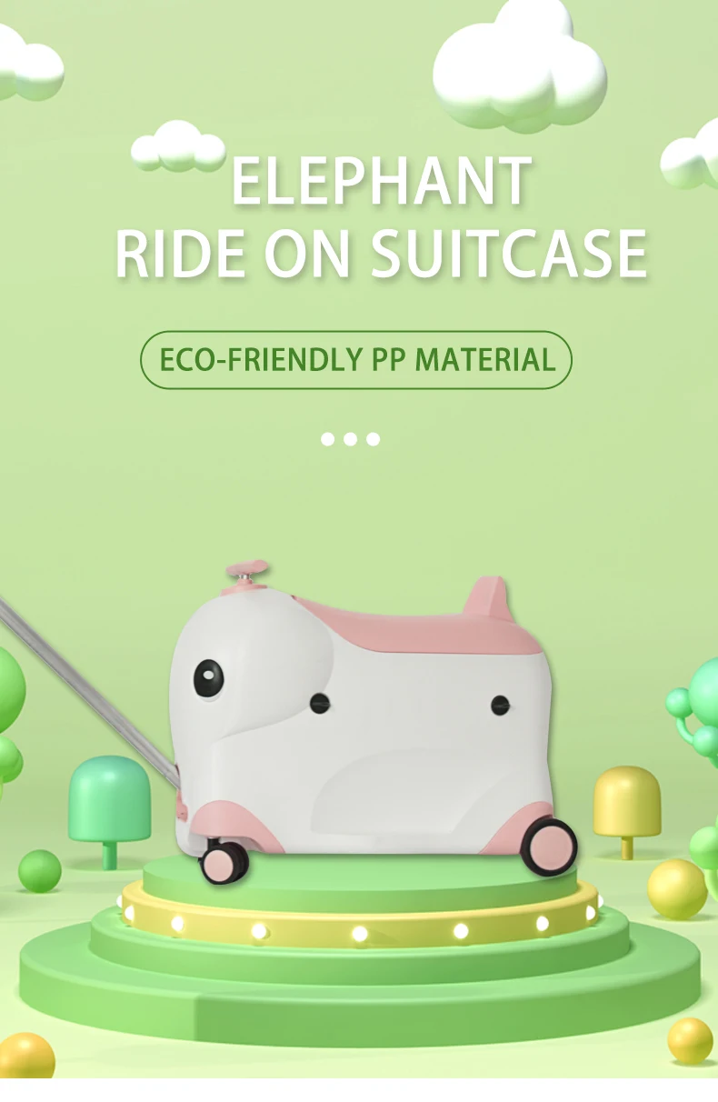 Elephant Riding Box Elephant Animal Ride on Suitcase - Easy Pull & Fun Travel