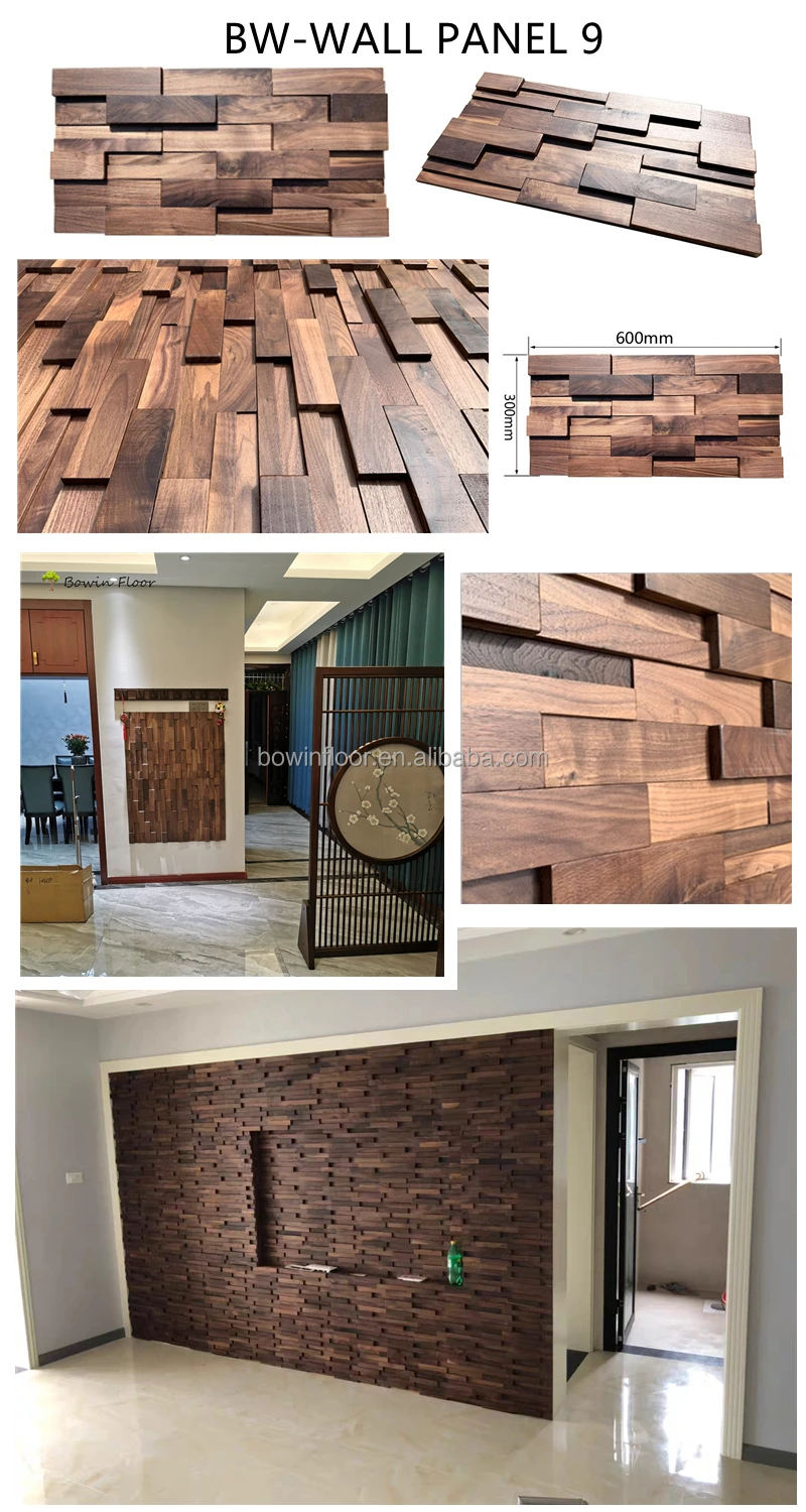 Decorated Indoor Solid Wood 3D American Walnut Wall Panels
