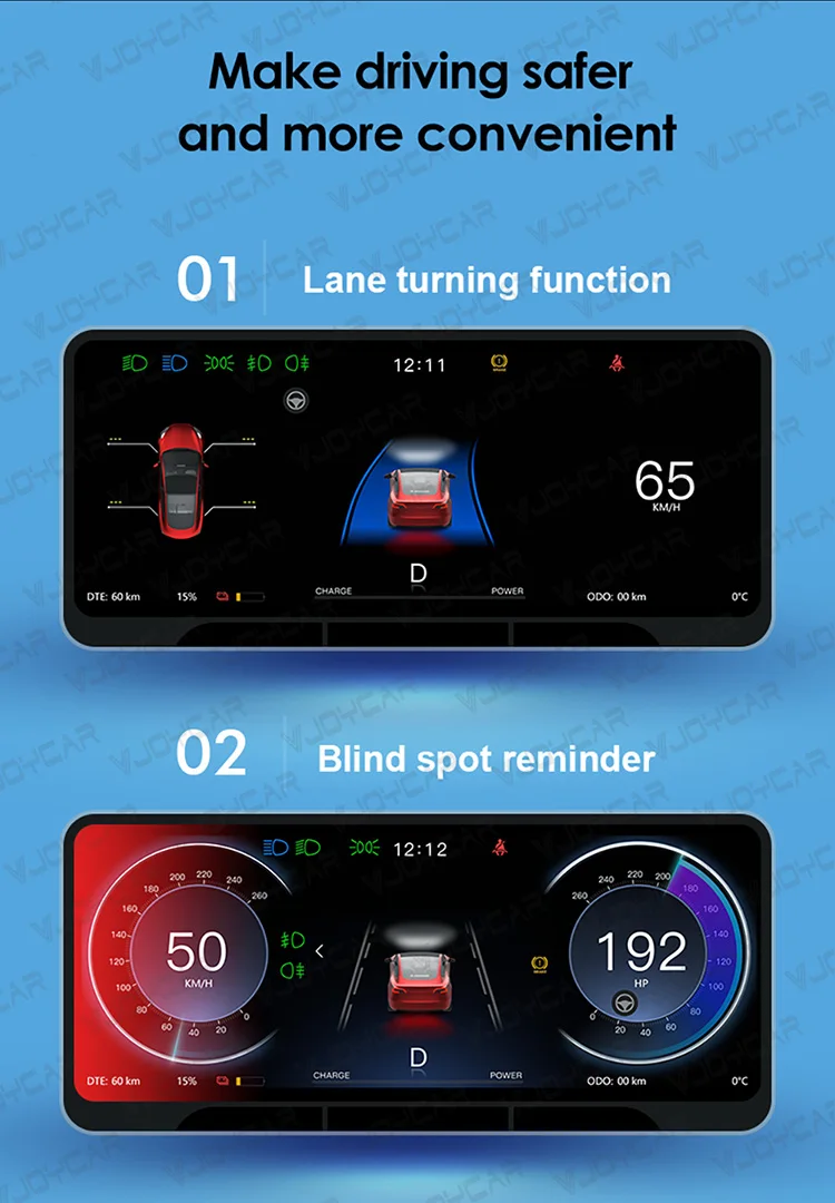 Vjoycar for Tesla Model 3 Y Highland CarPlay Dash Display 8.9 inch IPS Screen with Front View Camera Linux System for Tesla 2024