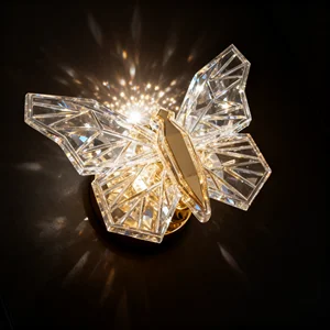 JACKSUN LED Nordic Gold Led Butterfly Wall Lamp Acrylic Lighting Fixture Background Bedside Small Mid Century Wall Sconce