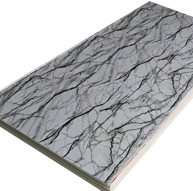 QIUTE High Glossy Marble SHEET Texture PVC Plastic Panel  UV Marble Sheets FOR WALL PANEL