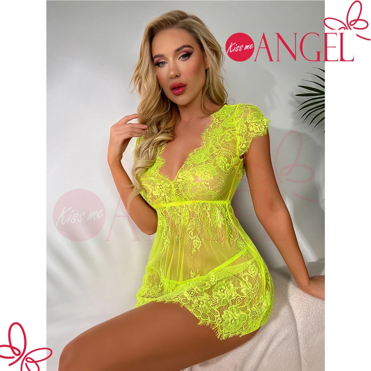 KISS ME ANGEL Erotic ultra Thin See Through  Babydoll Sexy Lingerie for Teen Girls