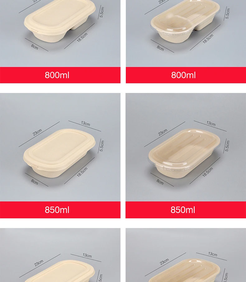 Disposable Salad Bento Box Light Meal Sushi Takeaway Packing Box Bamboo pulp tableware 100% biodegradable, compostable manufacture