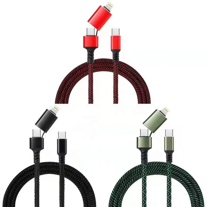 Новый 2 в 1 нейлоновый Плетеный 3а 60 Вт PD Быстрая зарядка USB Type C к Lightning зарядный кабель для передачи данных iPhone