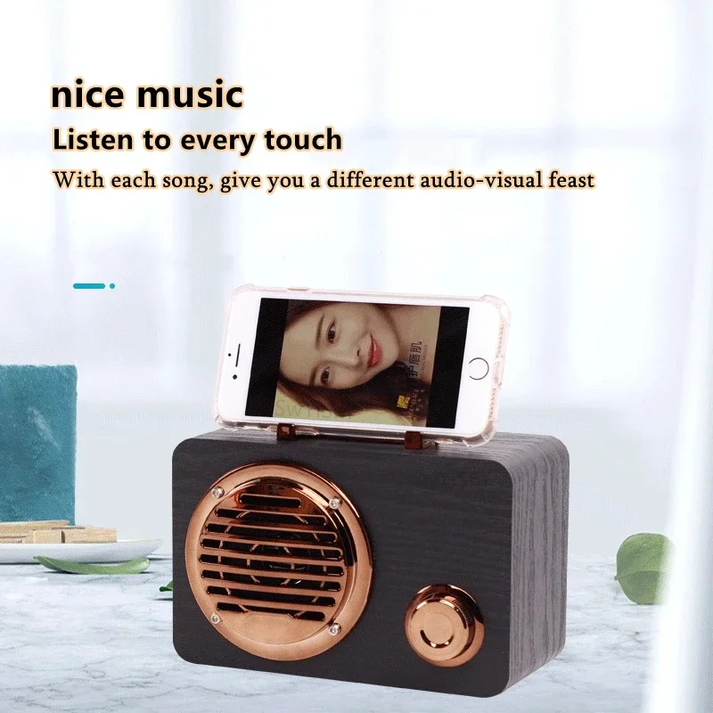 Trending 2024 Vintage Record Player Mini Wood Radio Shape Blue Tooth Speaker Bookshelf Speaker Outdoor Speakers