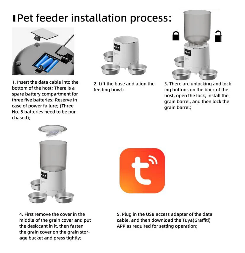 Automatic Pet Feeder 6L Large Capacity Cat Feeder Wifi Remote Control Three Bowl Smart Pet Feeder Pet Product
