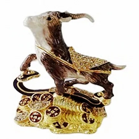 New Design Mix Colors Open and Closed Goat Sheep Trinket  Jewelry Box for  New Year Gift