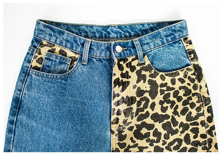Leopard Print Loose Straight Leg Jeans