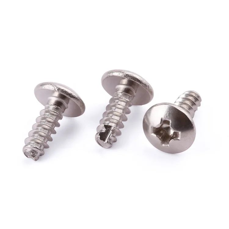 Round head phillips M2-M8 nickel plated carbon steel cut tail PT thread forming self tapping screws for plastic