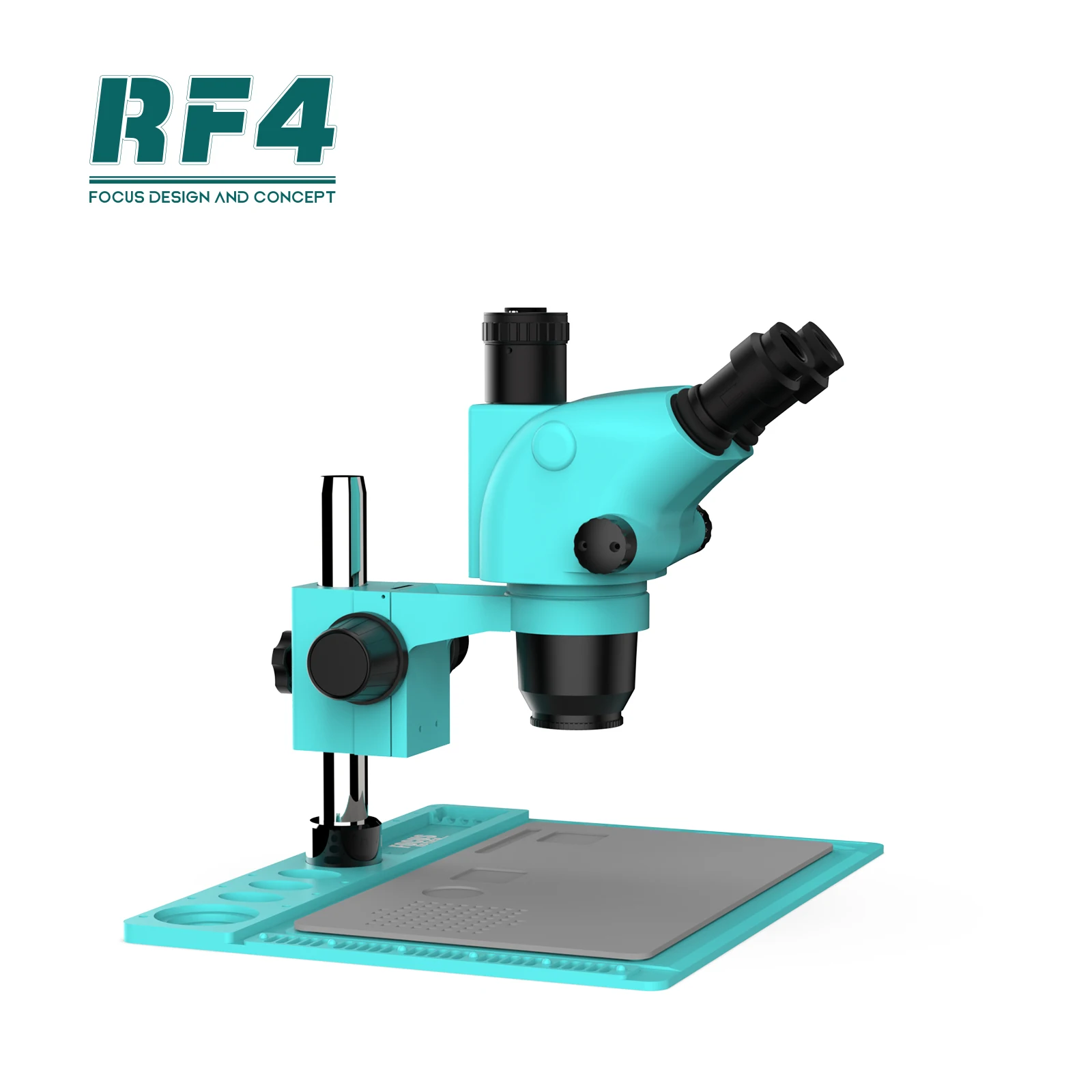Microscope stéréoscopique trinoculaire RF4 RF6565TVD2 6,5-65X avec éclairage LED 144 + objectif anti-poussière 0,5X pour la réparation de cartes mères électroniques