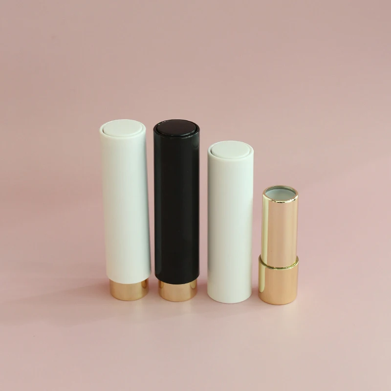 Lipstick tube in stock cosmetic packaging round shape lipstick case press lipstick container