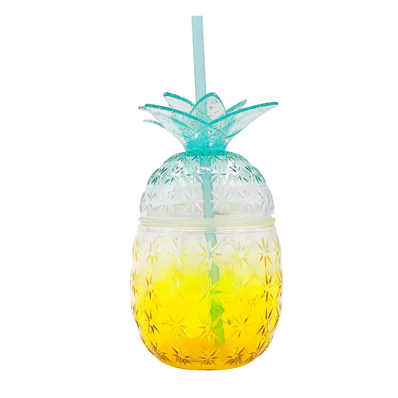 Высокое качество низкая цена в американском стиле одностенная цветная форме ананаса соломенная кружка с