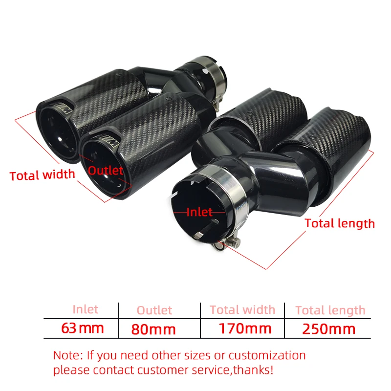 M Performance  Exhaust Tips Dual 80mm Outlet Muffler Pipe Carbon Fiber  Fit for bmw Car Modify Black Tail Pipes