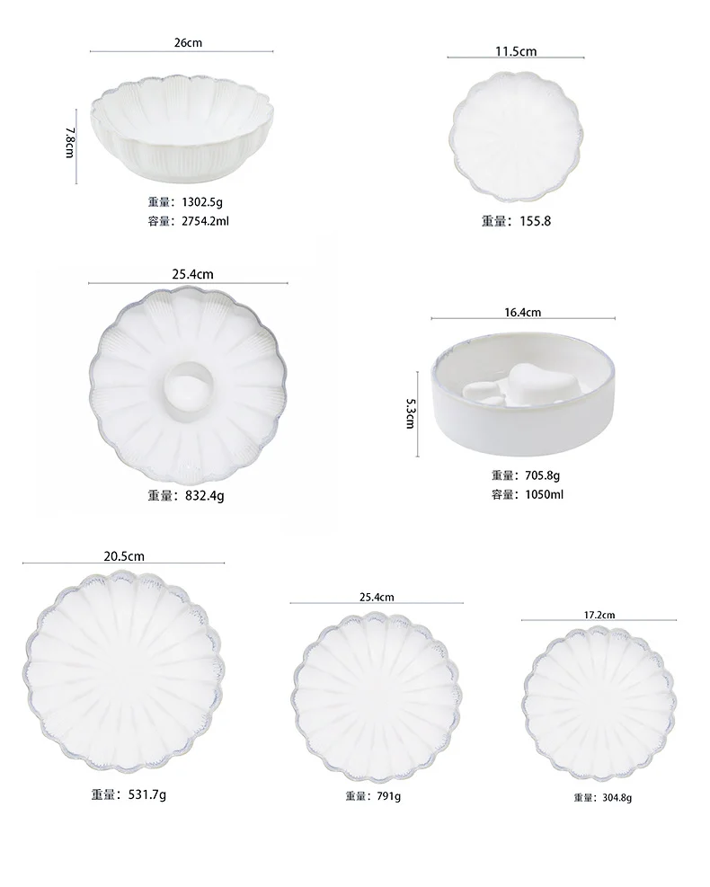 Japanese Flower Edge Ceramic Dinnerware Set Plate Dish Porcelain Tableware Dessert Plate Dinner Sets details