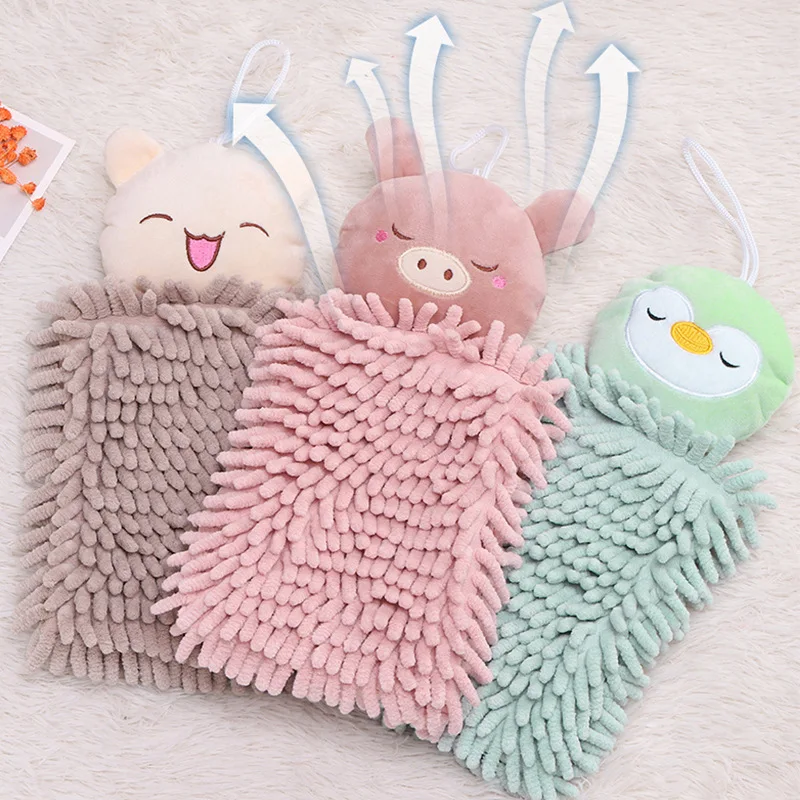 Asciugamano In Ciniglia Per Bambini, Forma Di Gatto, Con Anello Appendi, In Microfibra, 23x11 Cm, Assorbente, Per Bagno E Cucina