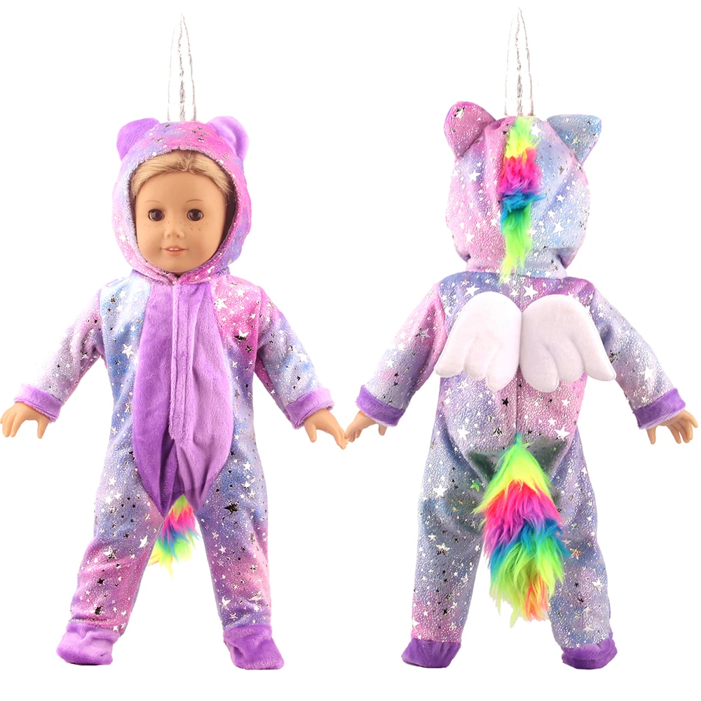 MSYO New Arrival 18 Inch American Doll Girl Unicorn Pajama Clothes