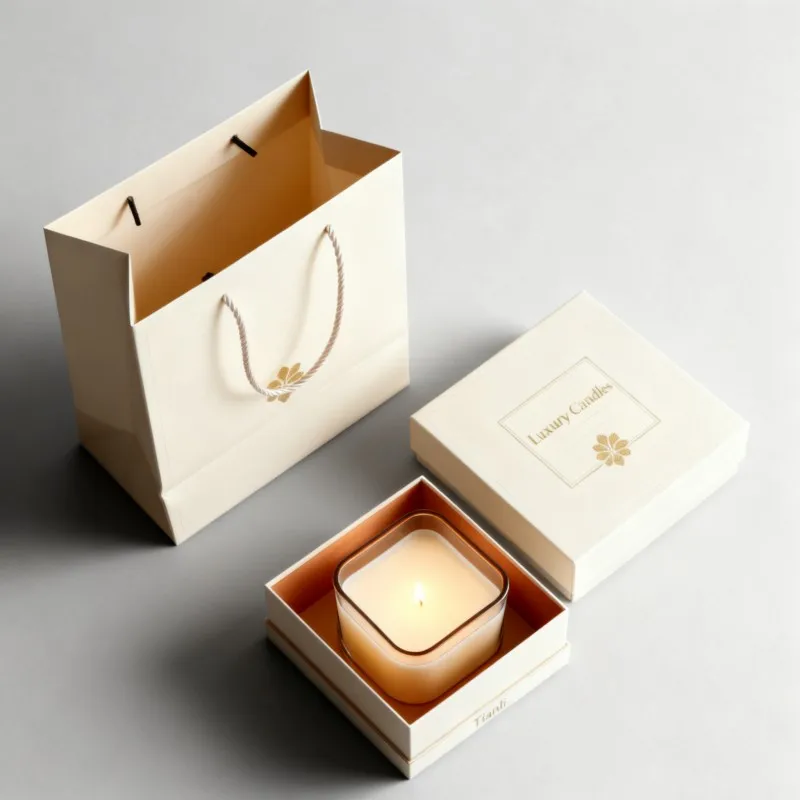 Özelleştirilmiş logo lu lüks mum ambalaj kutusu, sabun ve el sanatları kutusu, içine yerleştirilebilir mum, koku verici cam kavanoz kutusu ve çanta ile