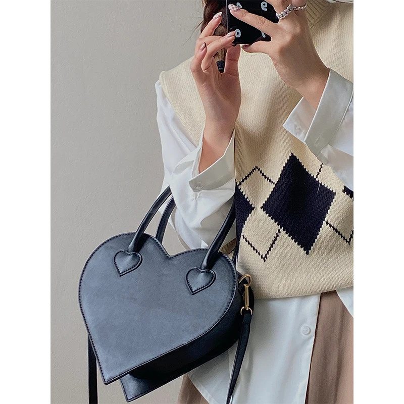 Fashion Love Heart Shape Shoulder Bag Small Handbag Designer Solid