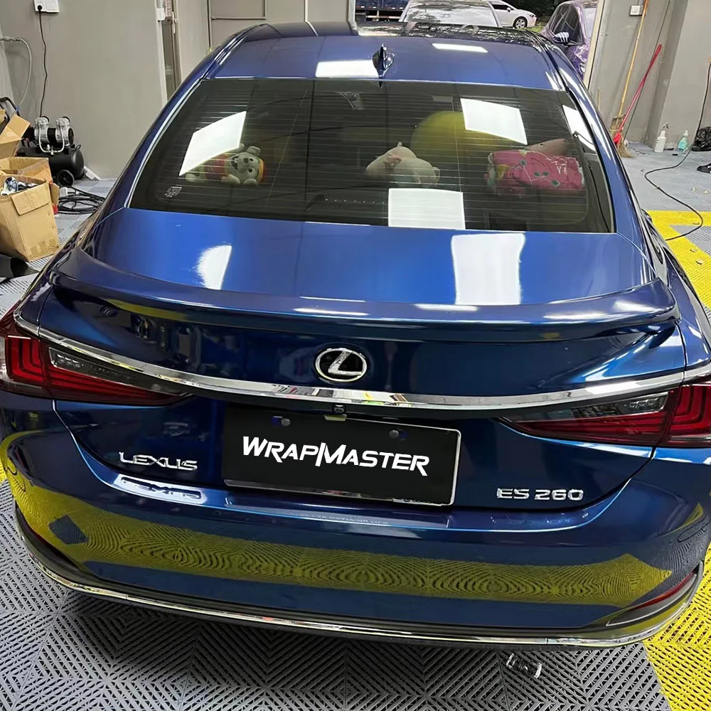 TSAUTOP 3 Layers Car Sticker True Gloss Metallic Plastic Release PET Liner Midnight Blue Auto Paint Protective Film