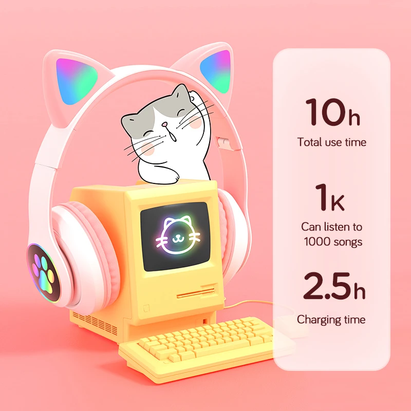 非売品 猫耳ワイヤレスヘッドフォン ヘッドホン イヤホン ゲーミングヘッドセット 猫耳 ワイヤレス