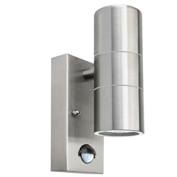 Artpad Out Door PIR Motion Sensor Led stair Up Down Wall Light Stainless Steel Spot Light LED Gu10 Bulb Included IP65 Waterproof