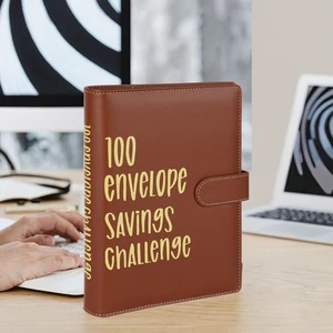Wholesale A5 Brown PU Leather Money Organizer Cash Envelopes Budget Binder Expense Planner Sheets