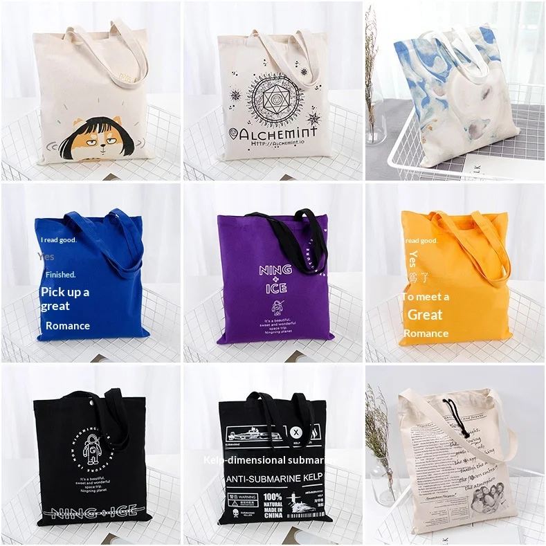 Wholesale Colorful Blank Eco-friendly Polyester-Cotton Shopping Tote Bags Customized Advertising Heat Transfer Printed preview 3